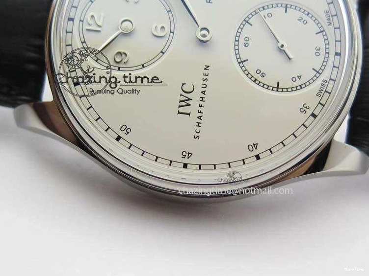 MIROTIME 1230 Effortless Portuguese IW544404 SS White Dial On Black Leather Strap A 7257